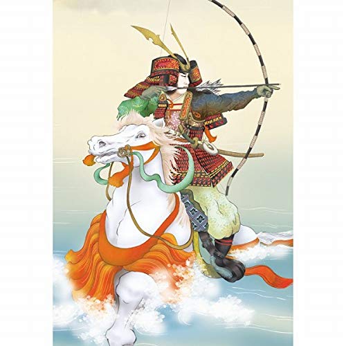 Amazon.co.jp: 榎本東山『波上武者(尺五立)』版画+手彩色 掛け軸 人物
